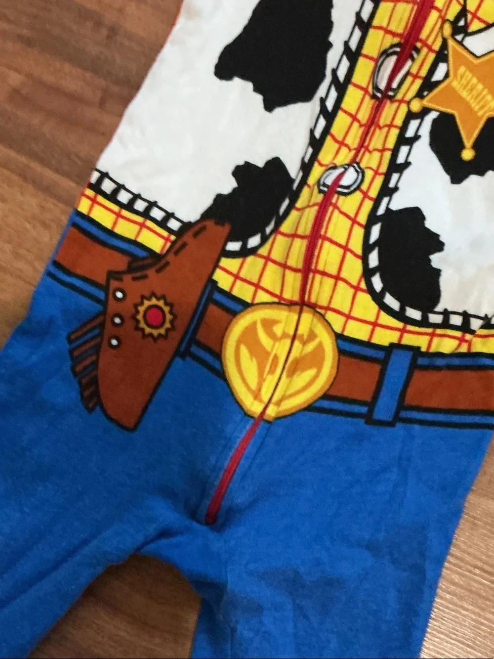 Cowboy Sheriff One-Piece Footed Pajamas - Yellow/Blue Halloween sz 12 18 months